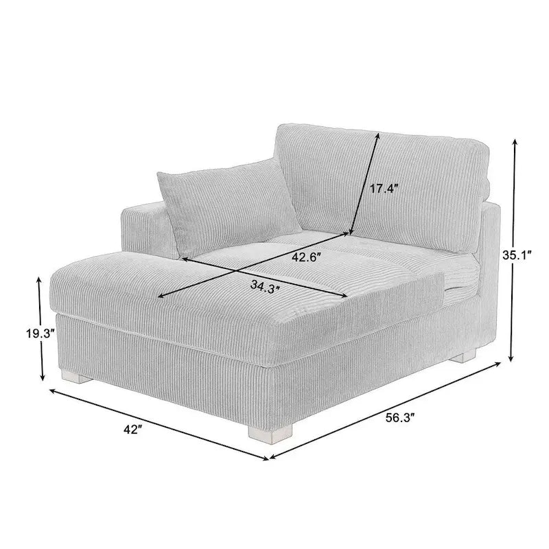 Canapé d'angle modulaire surdimensionné en velours côtelé avec coussin