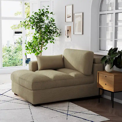 Canapé d'angle modulaire surdimensionné en velours côtelé avec coussin
