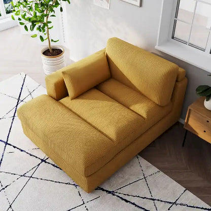 Canapé d'angle modulaire surdimensionné en velours côtelé avec coussin