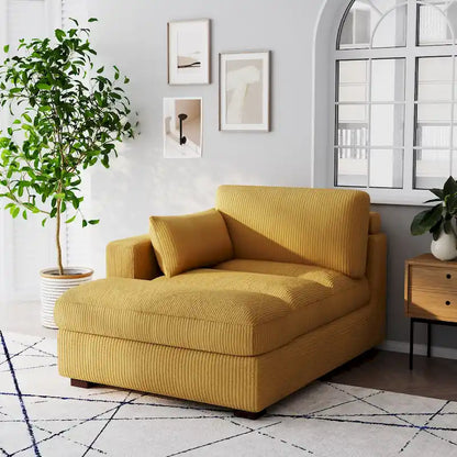 Canapé d'angle modulaire surdimensionné en velours côtelé avec coussin