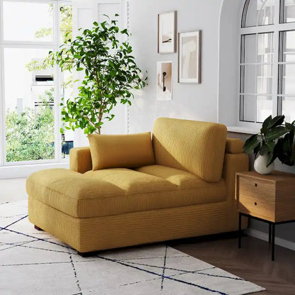 Canapé d'angle modulaire surdimensionné en velours côtelé avec coussin