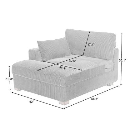 Canapé d'angle modulaire surdimensionné en velours côtelé avec coussin