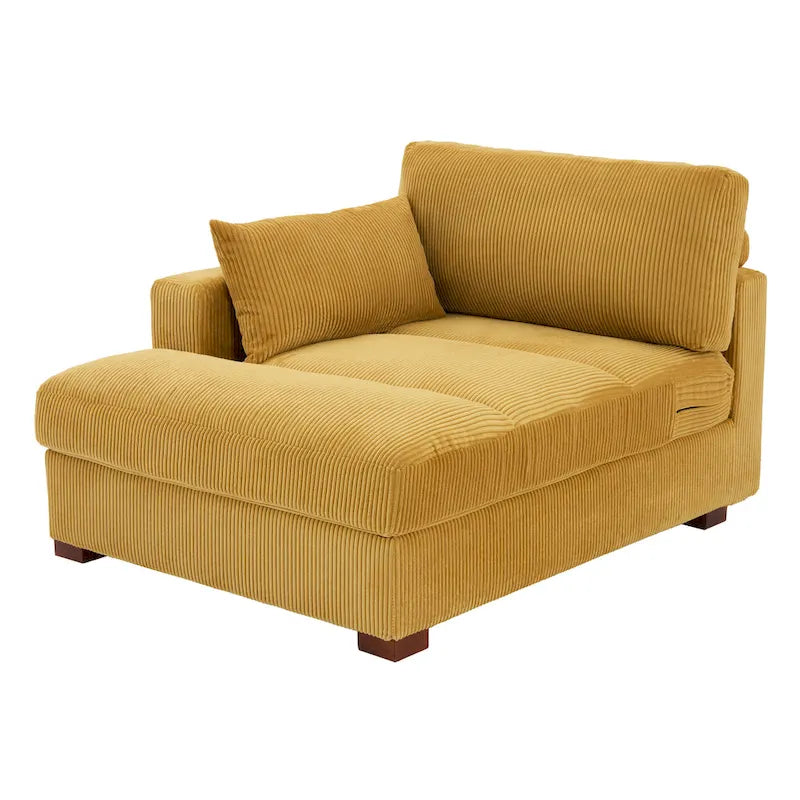 Canapé d'angle modulaire surdimensionné en velours côtelé avec coussin