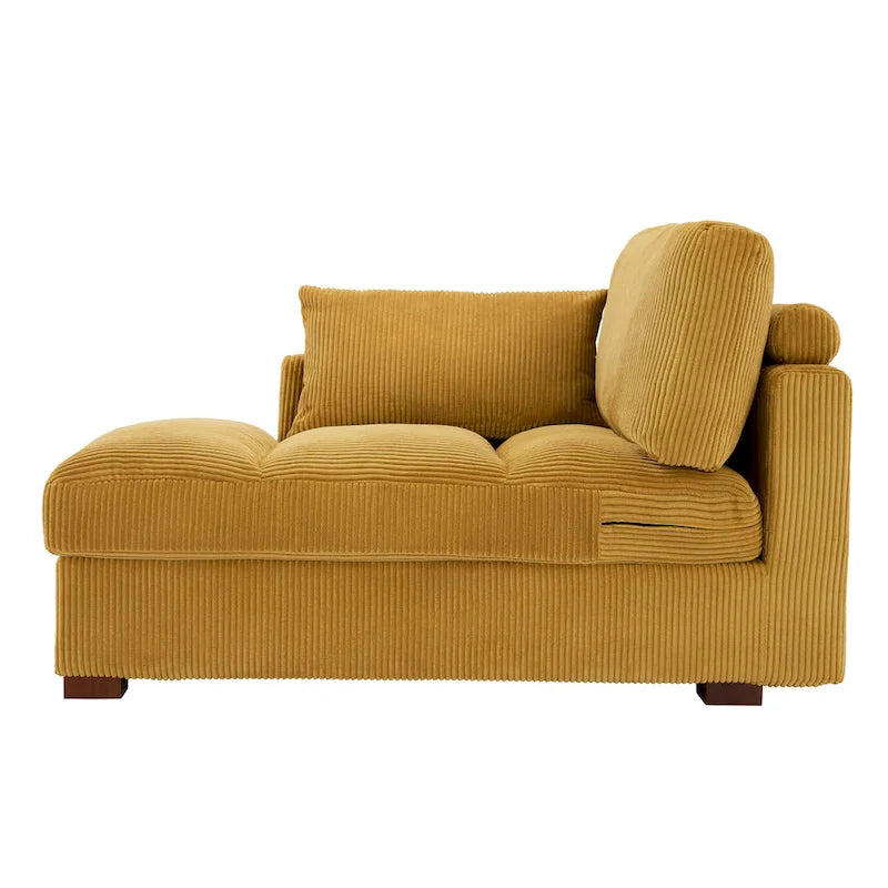 Canapé d'angle modulaire surdimensionné en velours côtelé avec coussin