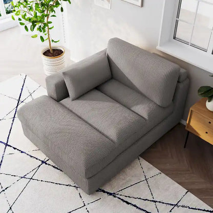 Canapé d'angle modulaire surdimensionné en velours côtelé avec coussin