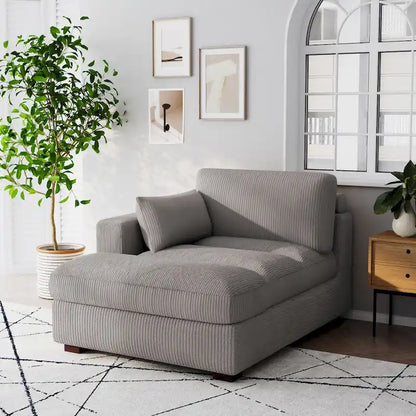 Canapé d'angle modulaire surdimensionné en velours côtelé avec coussin