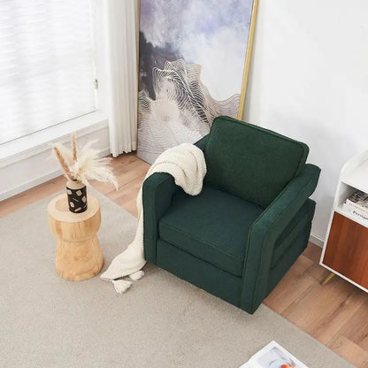 Fauteuil pivotant Ouyessir moderne, capitonné, avec dossier creux et base dorée