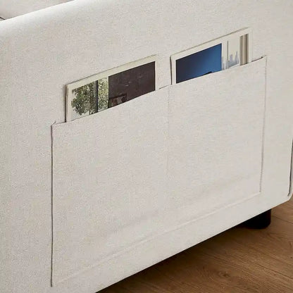 Canapé-lit convertible deux places en lin moderne avec dossier réglable, lit gigogne et 2 coussins lombaires