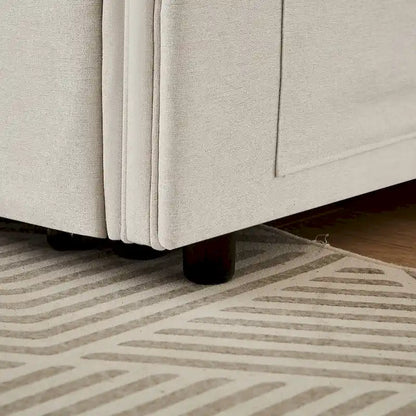 Canapé-lit convertible deux places en lin moderne avec dossier réglable, lit gigogne et 2 coussins lombaires