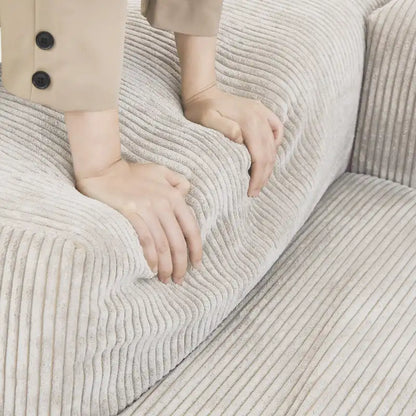 Canapé d'angle moderne avec 5 coussins, luxueux canapé d'angle modulable avec méridienne et pouf