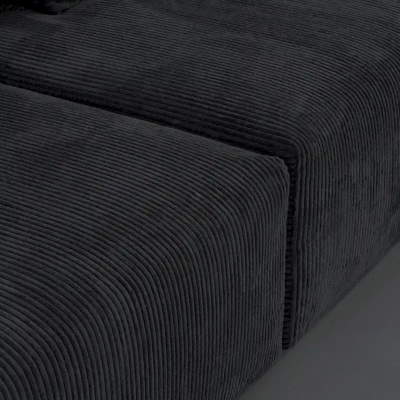 Canapé d'angle moderne avec 5 coussins, luxueux canapé d'angle modulable avec méridienne et pouf