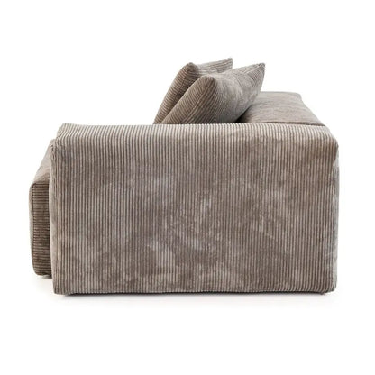 Canapé d'angle moderne avec 5 coussins, luxueux canapé d'angle modulable avec méridienne et pouf