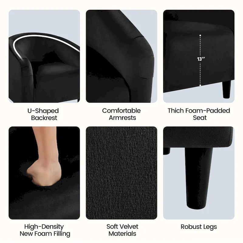 Fauteuil club Yaheetech avec accoudoirs décoratifs, style contemporain