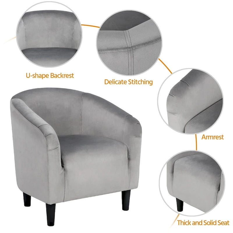 Fauteuil club Yaheetech avec accoudoirs décoratifs, style contemporain