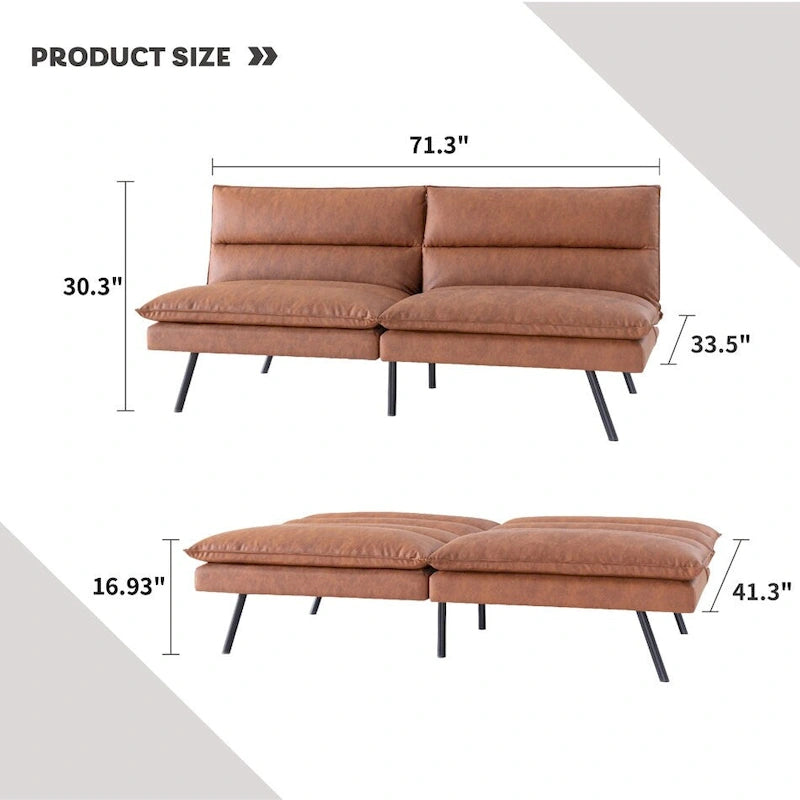 Canapé convertible EGOHOME 71 en similicuir avec dossier divisé