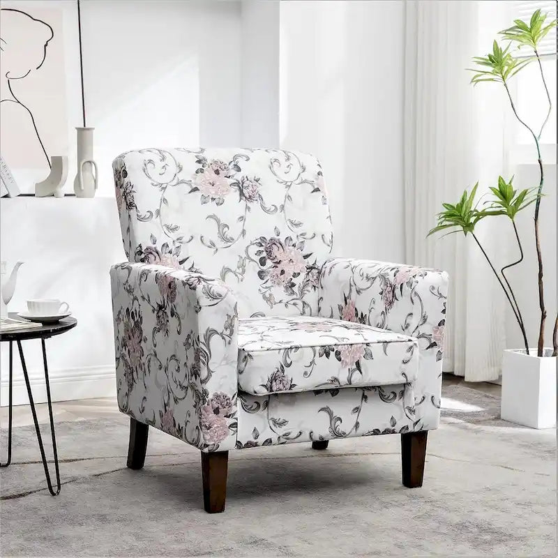 Fauteuil d'appoint moderne avec structure en bois de bouleau et revêtement en microfibre