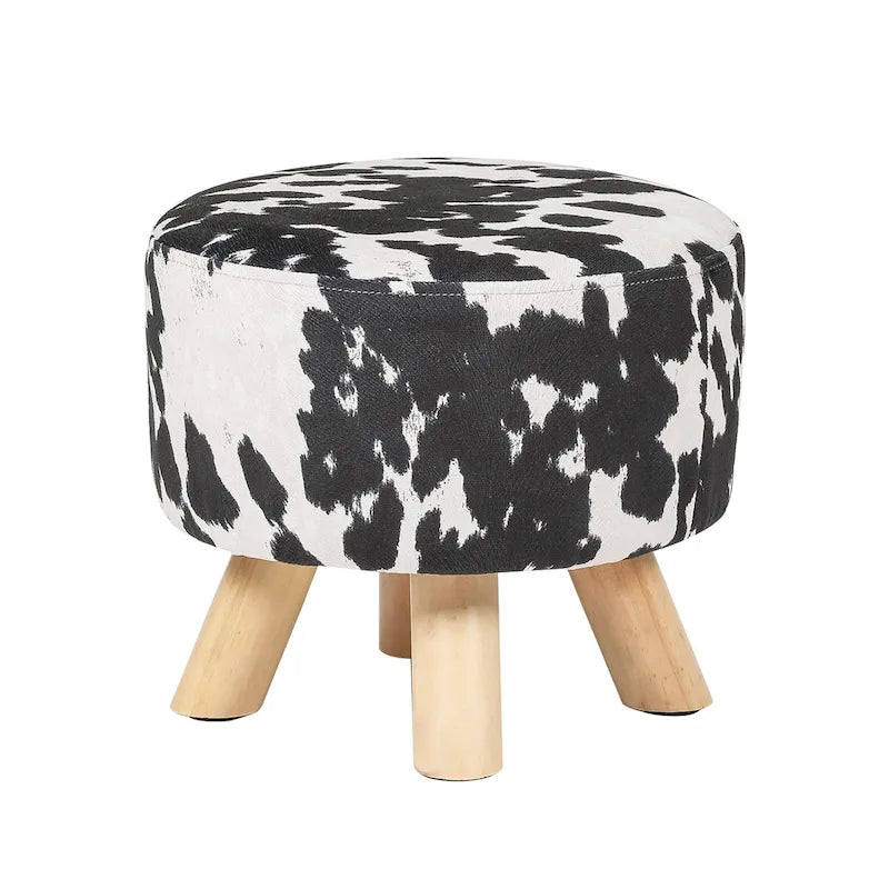 Tabouret ottoman en tissu vache Adeco