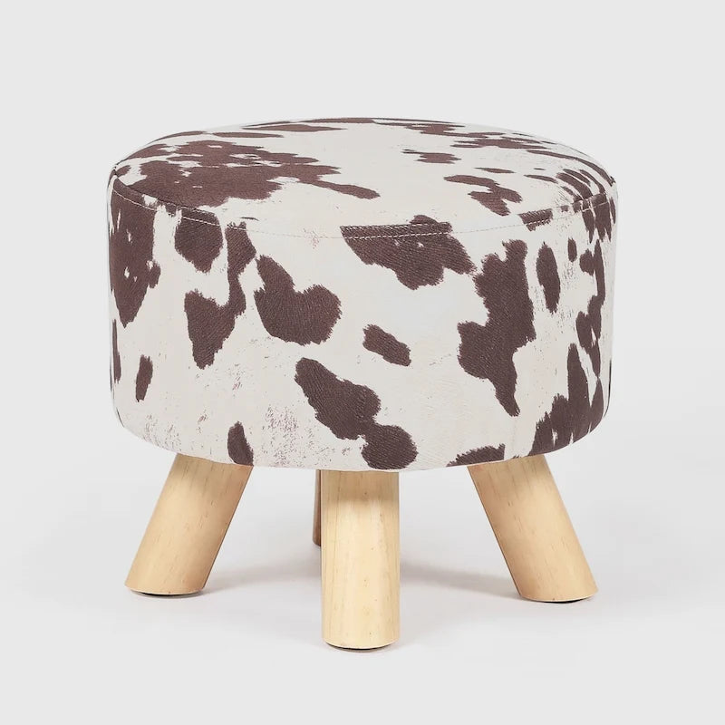 Tabouret ottoman en tissu vache Adeco