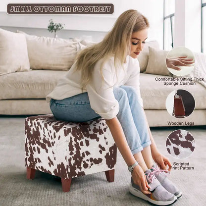 Tabouret ottoman en tissu vache Adeco