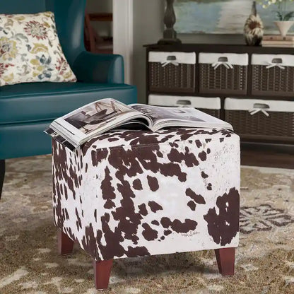 Tabouret ottoman en tissu vache Adeco