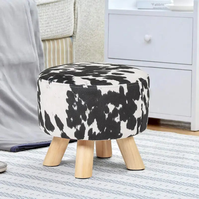 Tabouret ottoman en tissu vache Adeco