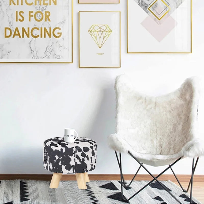 Tabouret ottoman en tissu vache Adeco