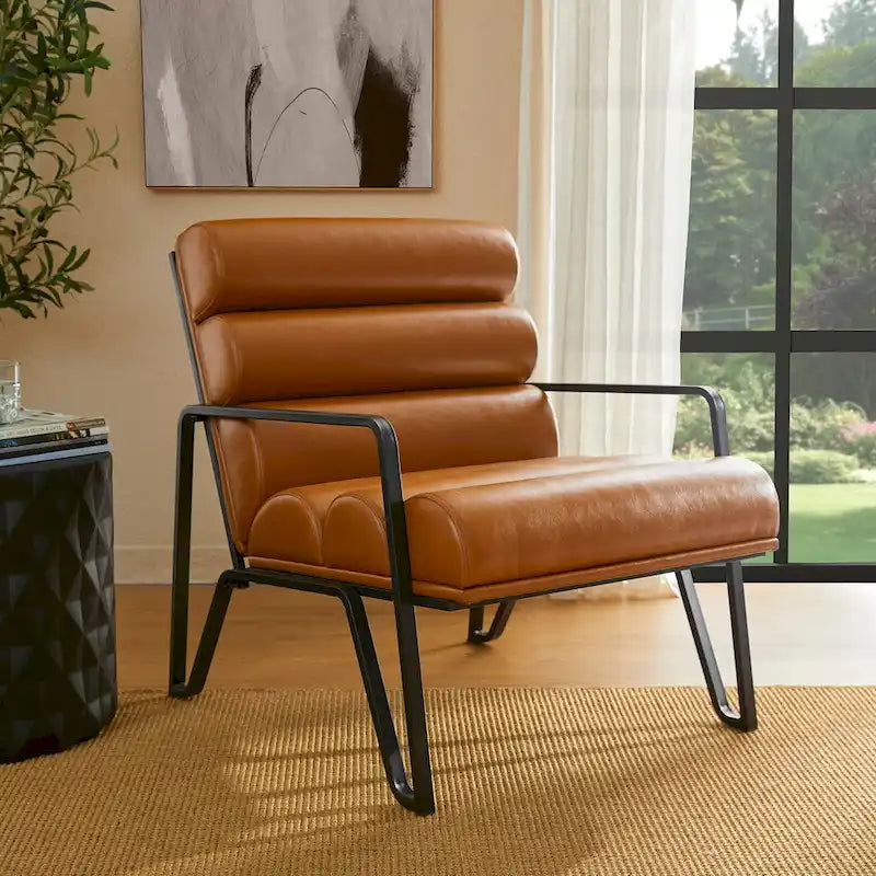 Fauteuil d'appoint moderne et confortable Glitzhome 26,75W en cuir PU avec structure en métal