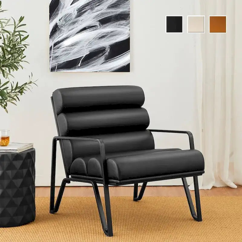 Fauteuil d'appoint moderne et confortable Glitzhome 26,75W en cuir PU avec structure en métal