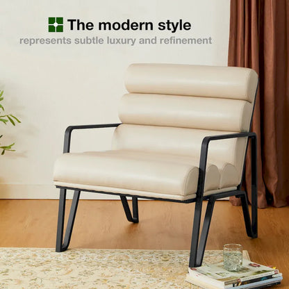 Fauteuil d'appoint moderne et confortable Glitzhome 26,75W en cuir PU avec structure en métal