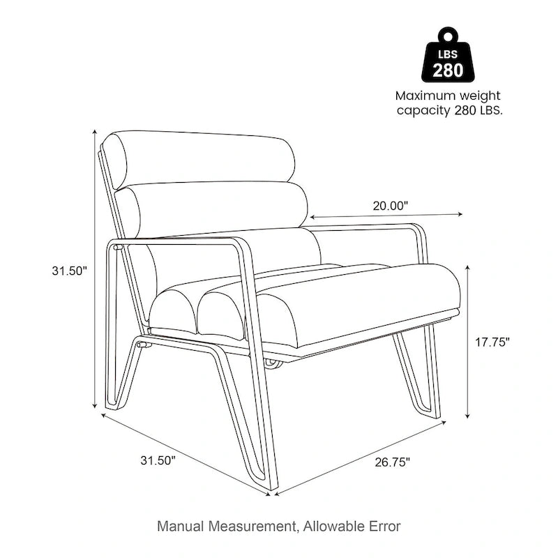 Fauteuil d'appoint moderne et confortable Glitzhome 26,75W en cuir PU avec structure en métal