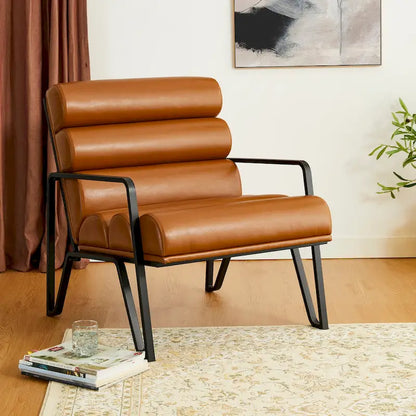Fauteuil d'appoint moderne et confortable Glitzhome 26,75W en cuir PU avec structure en métal
