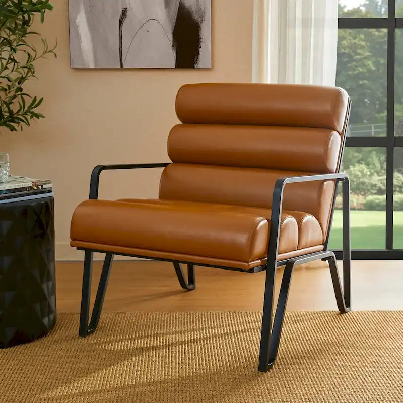 Fauteuil d'appoint moderne et confortable Glitzhome 26,75W en cuir PU avec structure en métal