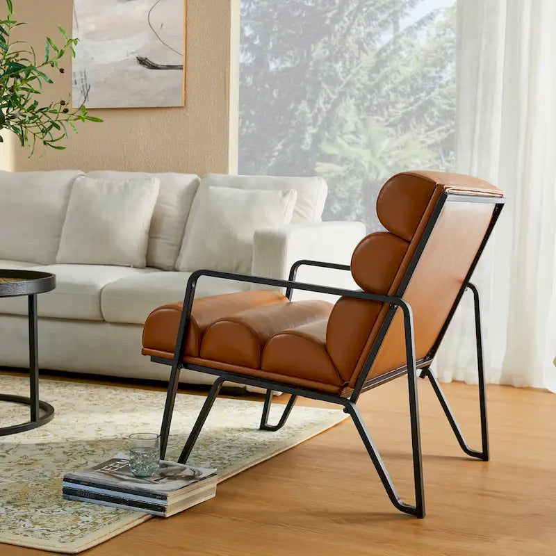 Fauteuil d'appoint moderne et confortable Glitzhome 26,75W en cuir PU avec structure en métal