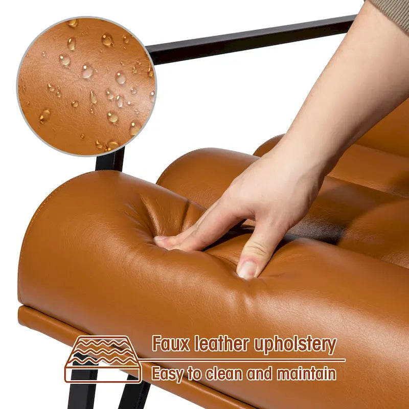 Fauteuil d'appoint moderne et confortable Glitzhome 26,75W en cuir PU avec structure en métal