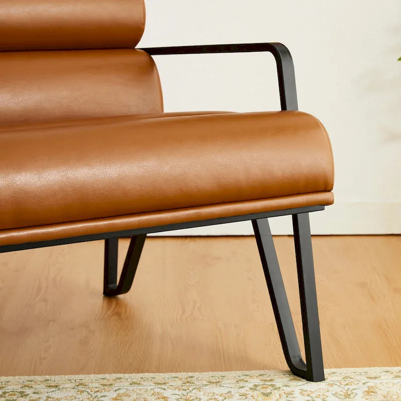 Fauteuil d'appoint moderne et confortable Glitzhome 26,75W en cuir PU avec structure en métal