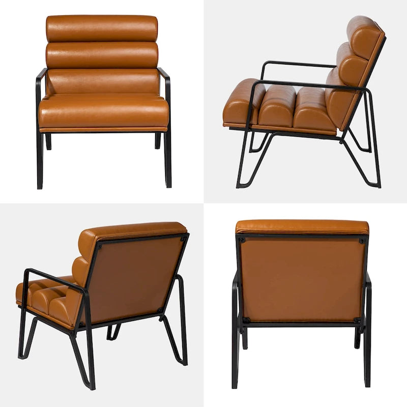 Fauteuil d'appoint moderne et confortable Glitzhome 26,75W en cuir PU avec structure en métal