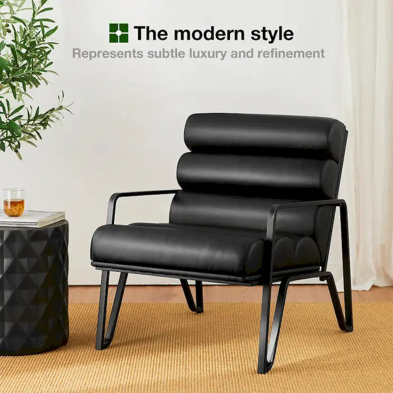 Fauteuil d'appoint moderne et confortable Glitzhome 26,75W en cuir PU avec structure en métal