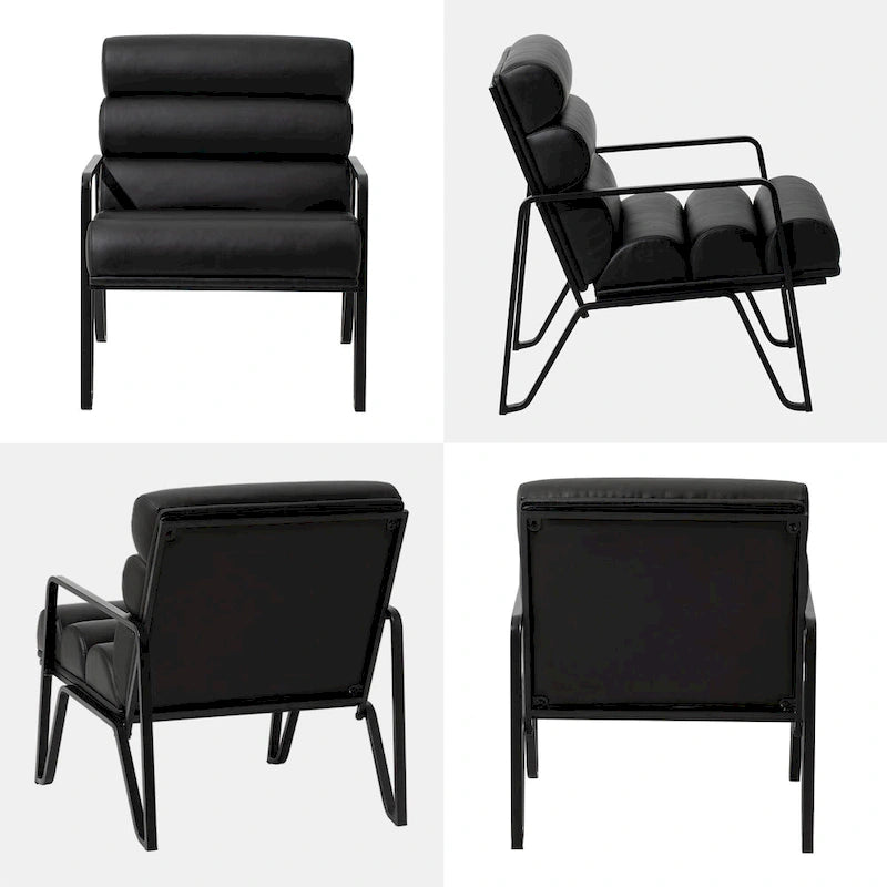 Fauteuil d'appoint moderne et confortable Glitzhome 26,75W en cuir PU avec structure en métal