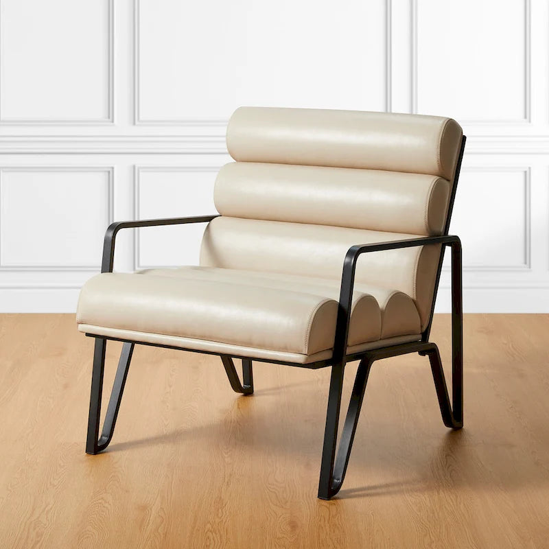 Fauteuil d'appoint moderne et confortable Glitzhome 26,75W en cuir PU avec structure en métal