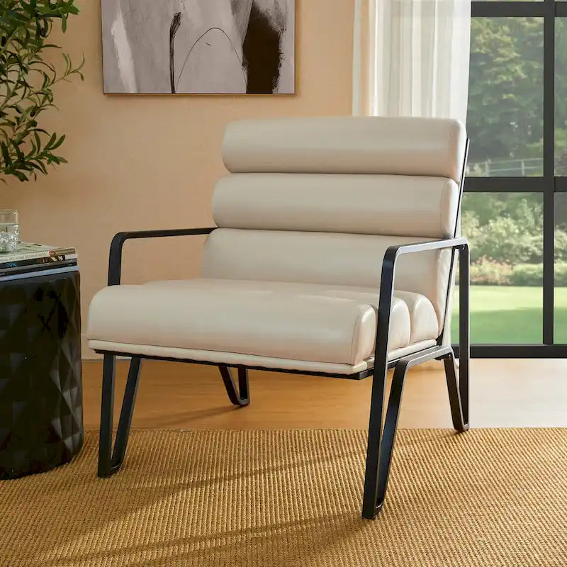 Fauteuil d'appoint moderne et confortable Glitzhome 26,75W en cuir PU avec structure en métal
