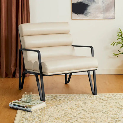 Fauteuil d'appoint moderne et confortable Glitzhome 26,75W en cuir PU avec structure en métal