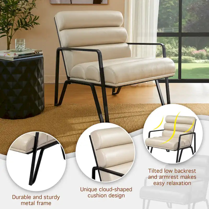 Fauteuil d'appoint moderne et confortable Glitzhome 26,75W en cuir PU avec structure en métal