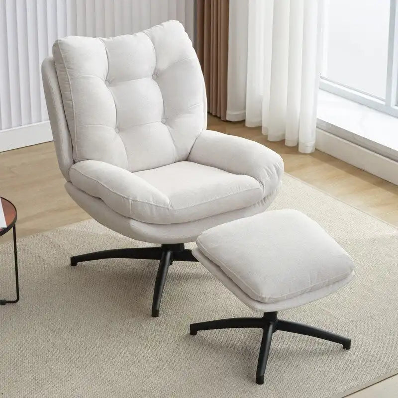 Fauteuil pivotant avec repose-pieds, ensemble fauteuil à bascule et repose-pieds, fauteuil de lecture inclinable, vert