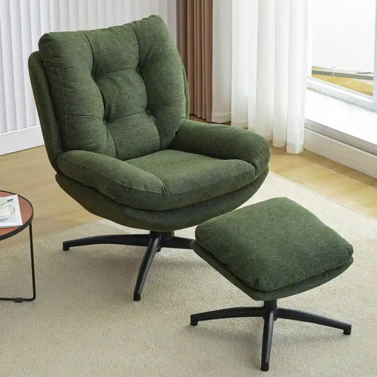 Swivel Accent Chair with Ottoman Rocker Chairs Ottoman Set Rocking Glider Lounge Reading Chair Footrest for Living Room Green