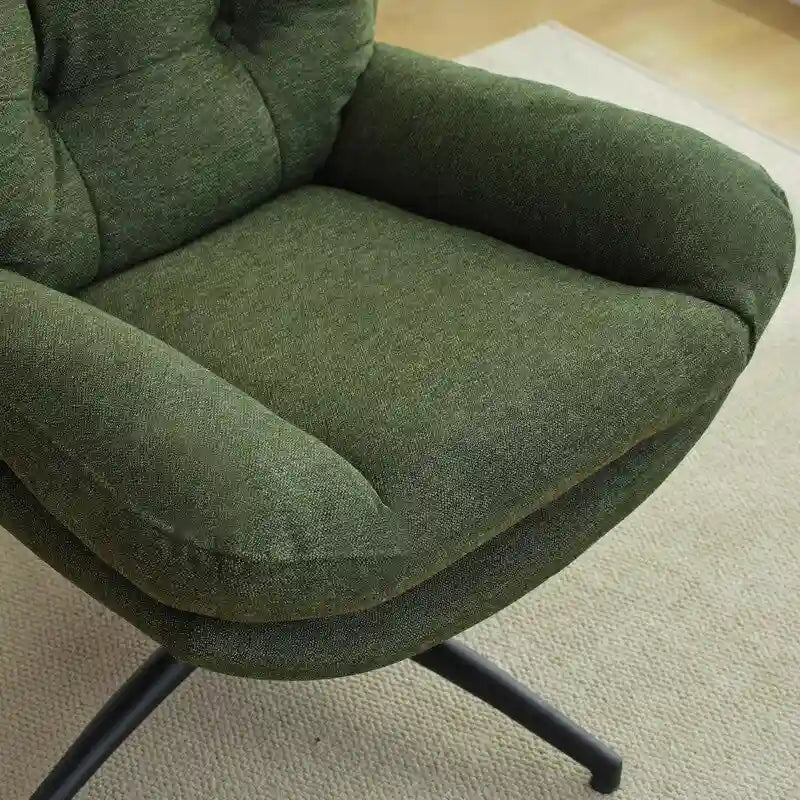 Fauteuil pivotant avec repose-pieds, ensemble fauteuil à bascule et repose-pieds, fauteuil de lecture inclinable, vert