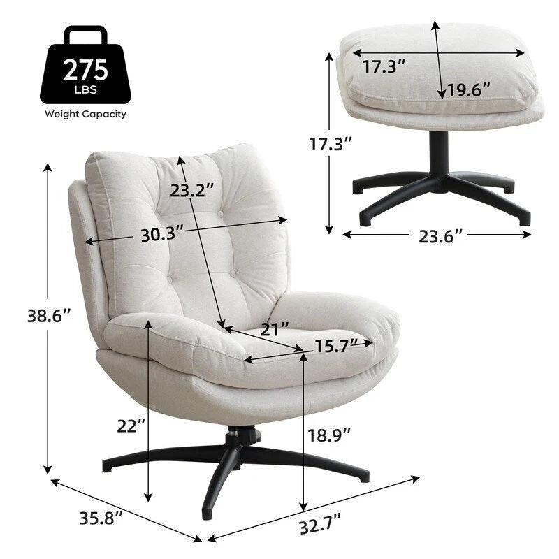 Fauteuil pivotant avec repose-pieds, ensemble fauteuil à bascule et repose-pieds, fauteuil de lecture inclinable, vert