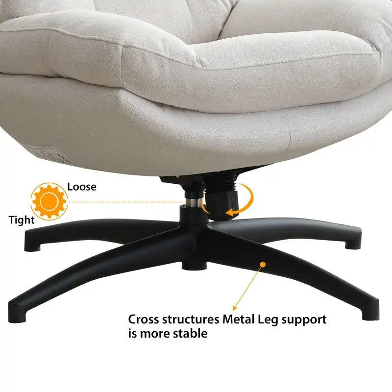 Fauteuil pivotant avec repose-pieds, ensemble fauteuil à bascule et repose-pieds, fauteuil de lecture inclinable, vert