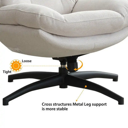 Fauteuil pivotant avec repose-pieds, ensemble fauteuil à bascule et repose-pieds, fauteuil de lecture inclinable, vert