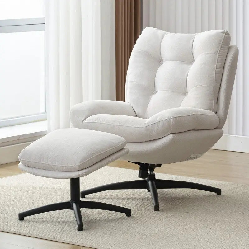 Fauteuil pivotant avec repose-pieds, ensemble fauteuil à bascule et repose-pieds, fauteuil de lecture inclinable, vert
