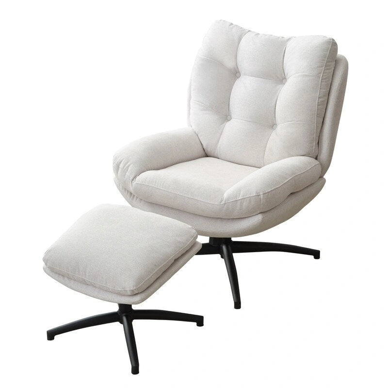 Fauteuil pivotant avec repose-pieds, ensemble fauteuil à bascule et repose-pieds, fauteuil de lecture inclinable, vert